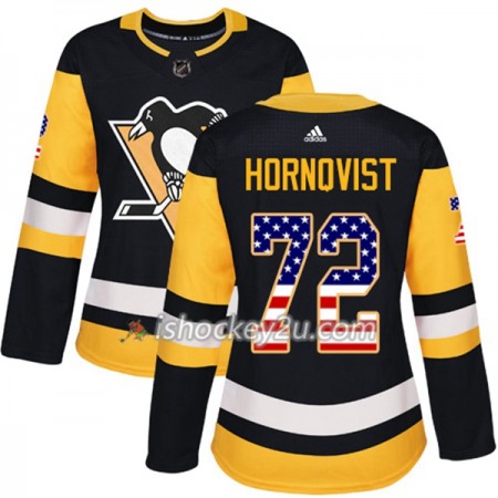 Dame NHL Pittsburgh Penguins Trøje Patric Hornqvist 72 Adidas 2017-2018 Sort USA Flag Fashion Authentic